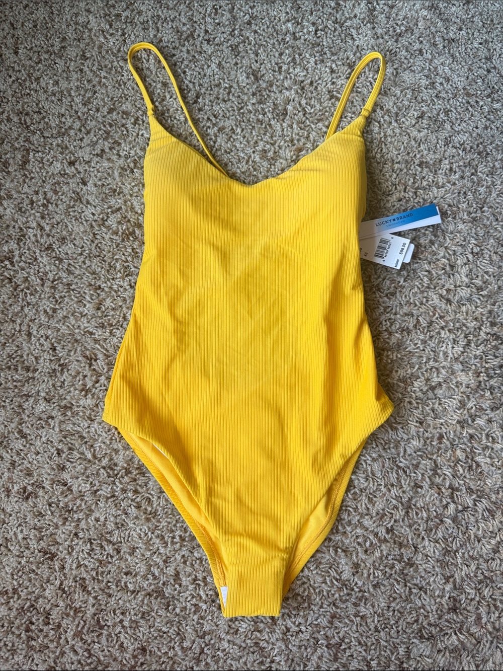 Lucky Brand Bright Yellow Ribbed One-Piece Swimwear